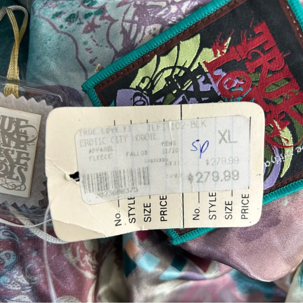TRUE LOVE FALSE‎ IDOLS TLFI Men XL Erotic City Print Reversible Zip Hoodie Y2K